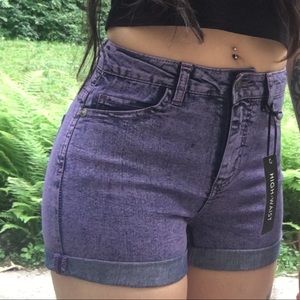 NWT Acid Wash Purple High Waist Shorts